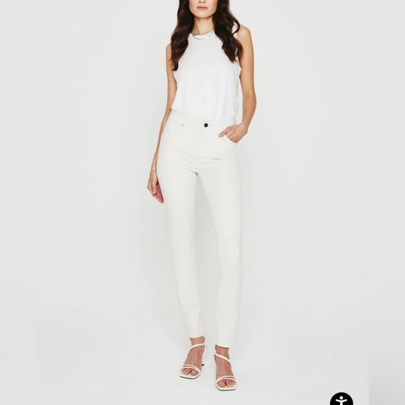 Evereve AG Mari High Rise Straight Leg Jean in size 31 in white cream - Picture 2 of 12